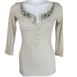 Abercrombie Vintage Y2K Beaded Longline Henley